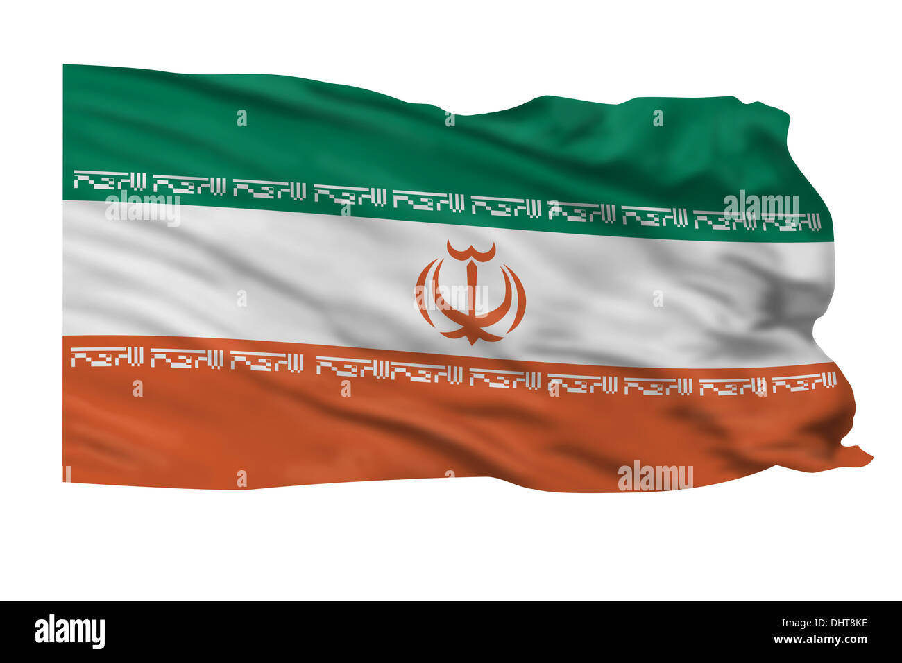 Drapeau de l'Iran de haut vol dans le vent. Banque D'Images