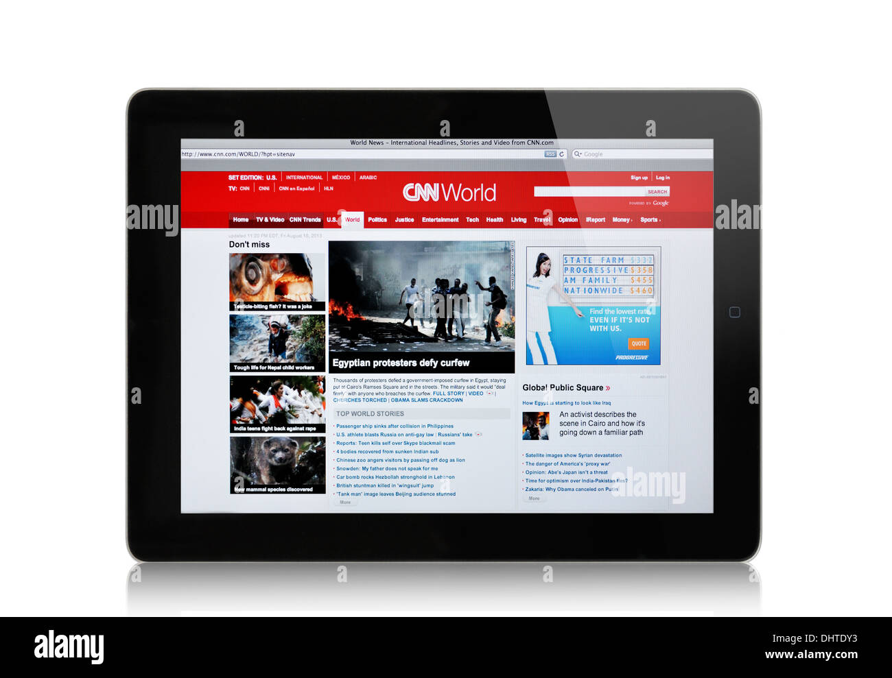 Site web de CNN sur l'écran de l'iPad - Actualités internationales Banque D'Images