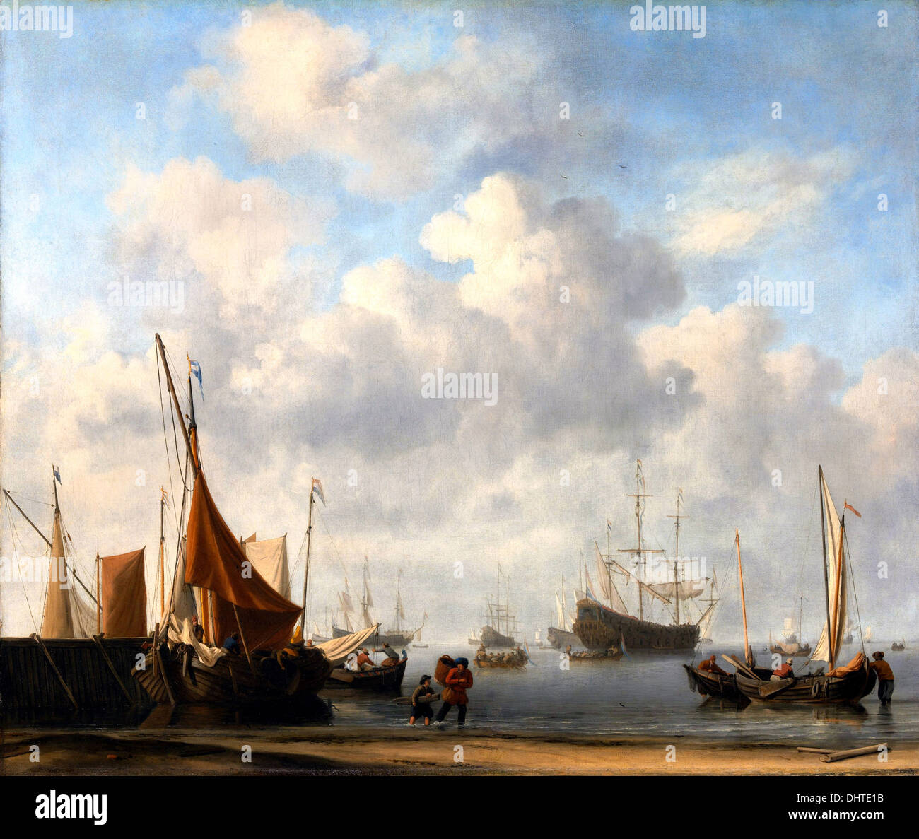 Entrée d'un port néerlandais - par Willem van de Velde II, 1665 Banque D'Images