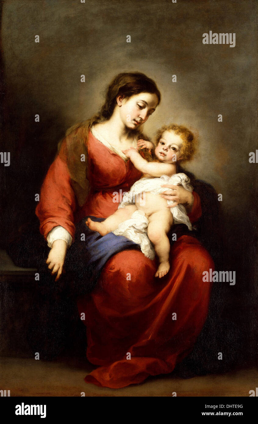 Vierge à l'enfant - par Bartolomé Esteban Murillo, 1672 Banque D'Images