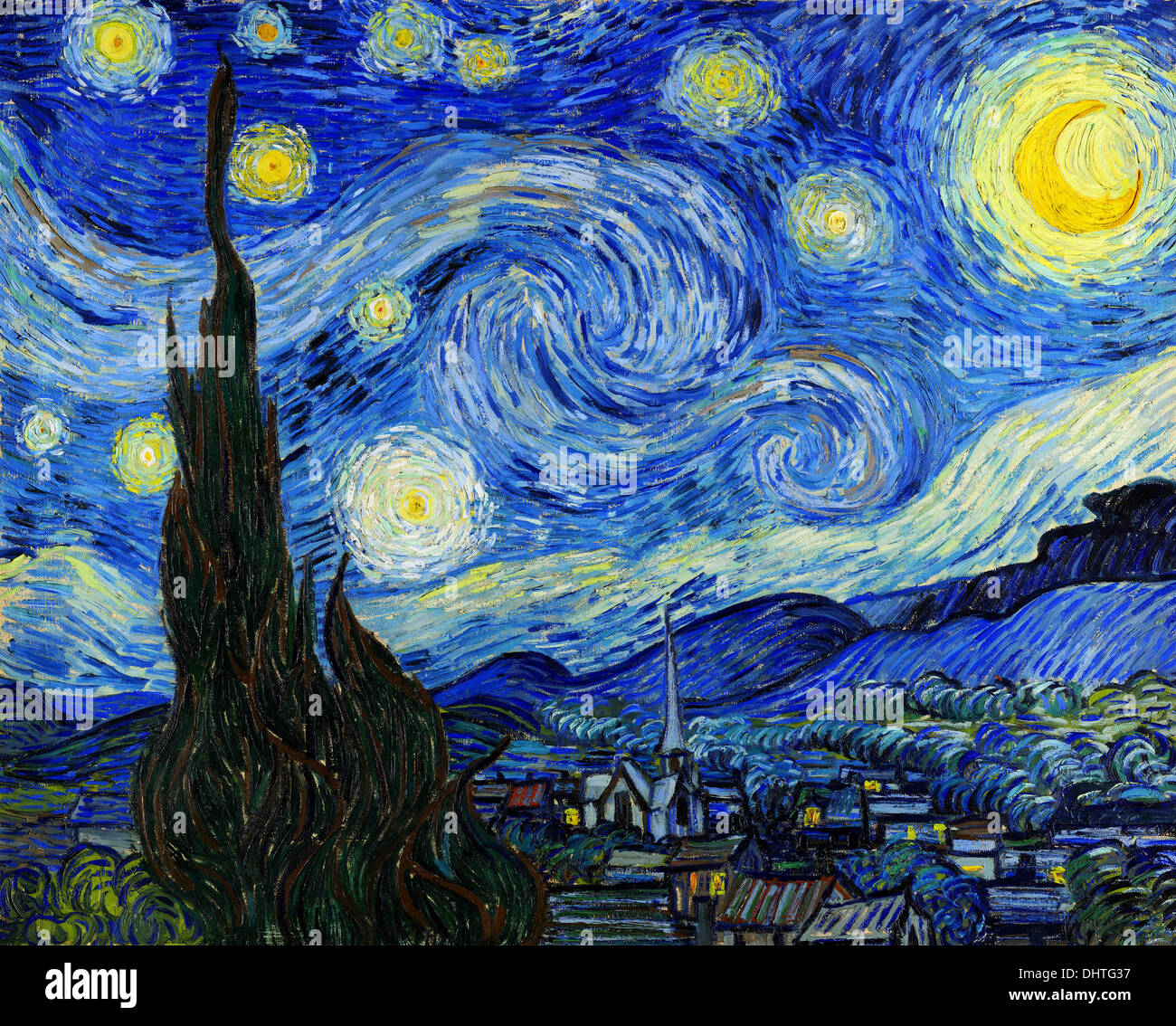 Nuit étoilée - par Vincent Van Gogh, 1889 Banque D'Images