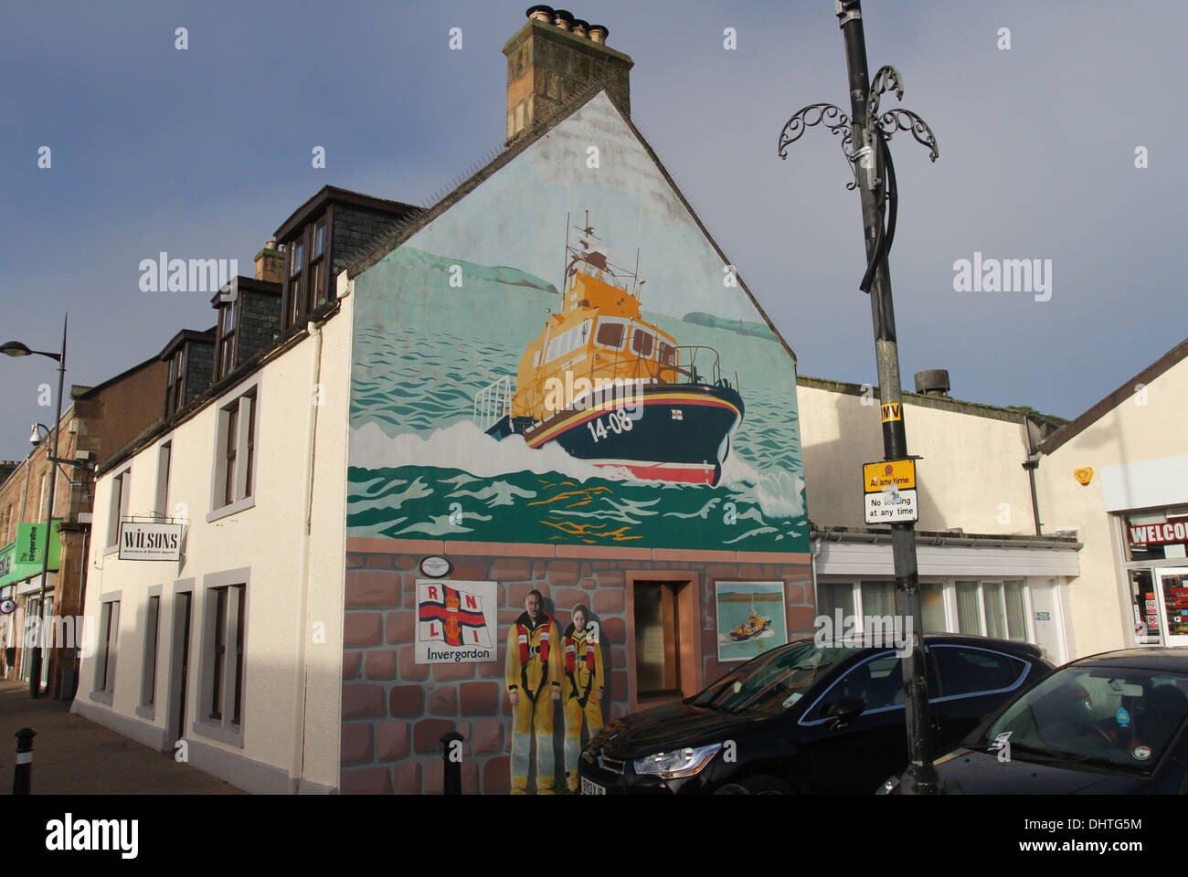 Murale de sauvetage de la RNLI Invergordon Écosse Novembre 2013 Banque D'Images