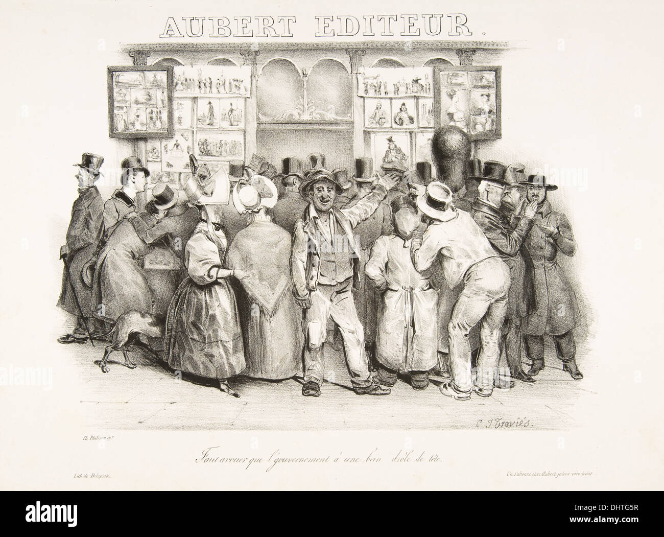 L'éditeur Aubert (vous devez admettre que le gouvernement a un aspect comique) Charles-Joseph Traviès, lithographie, 1831 Banque D'Images