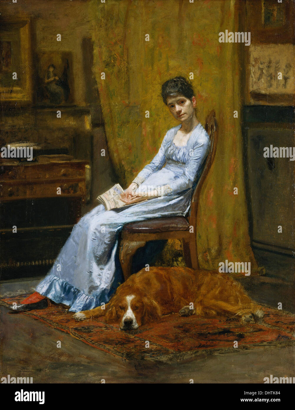 La femme de l'artiste et son chien Setter - par Thomas Eakins, 1889 Banque D'Images