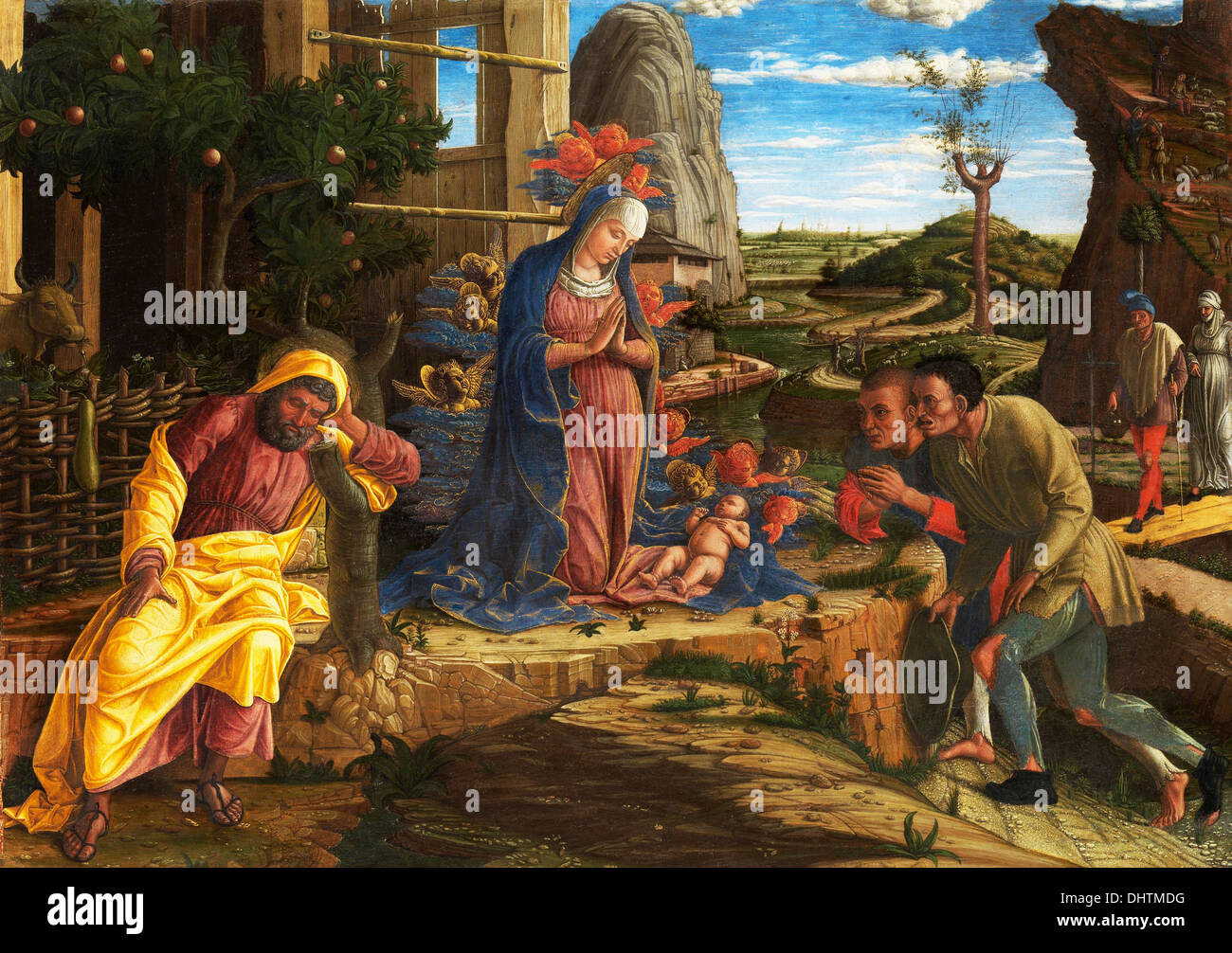 L'Adoration des bergers - par Andrea Mantegna, 1450's Banque D'Images
