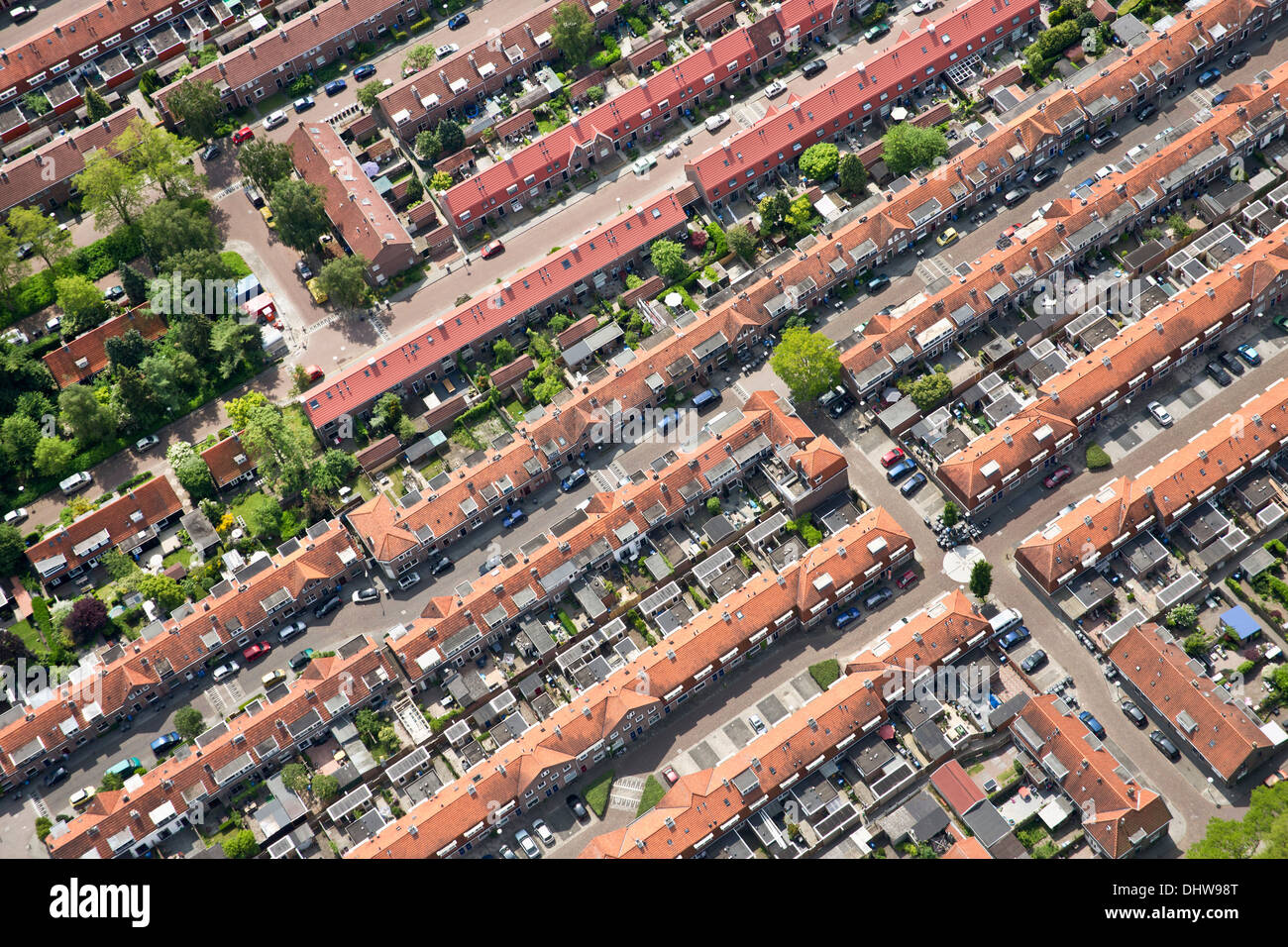 Zwolle, Pays-Bas, quartier résidentiel. Aerial Banque D'Images