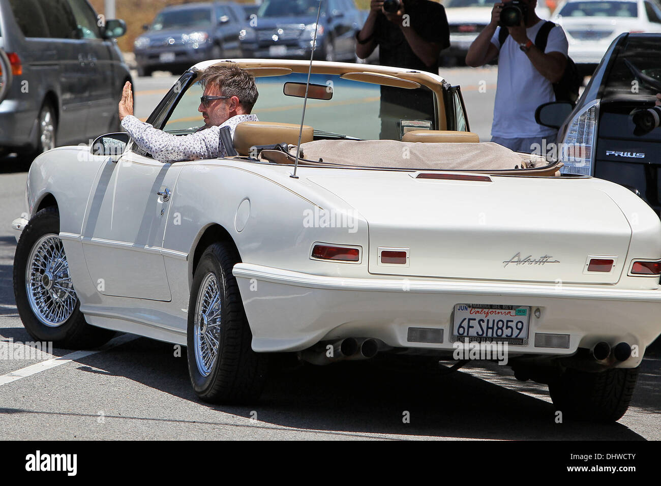 David Arquette dans sa Studebaker Avanti, à Joel Silver's Memorial Day party à Malibu Los Angeles, Californie - 28.05.12 Banque D'Images