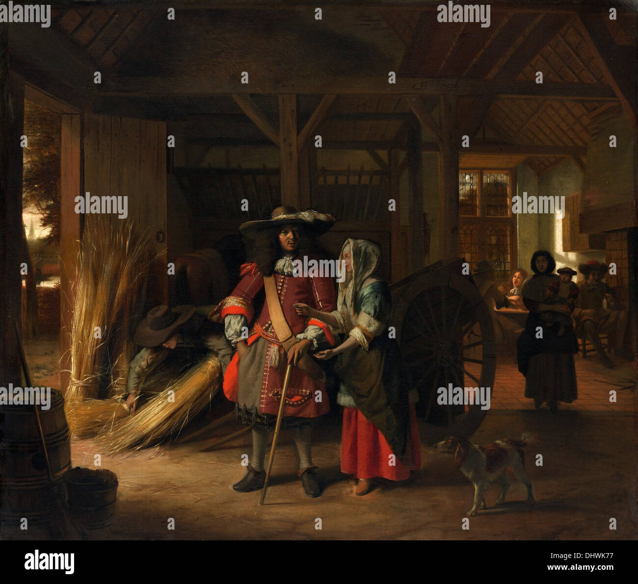 Payer l'hôtesse - par Pieter de Hooch, 1670 Banque D'Images