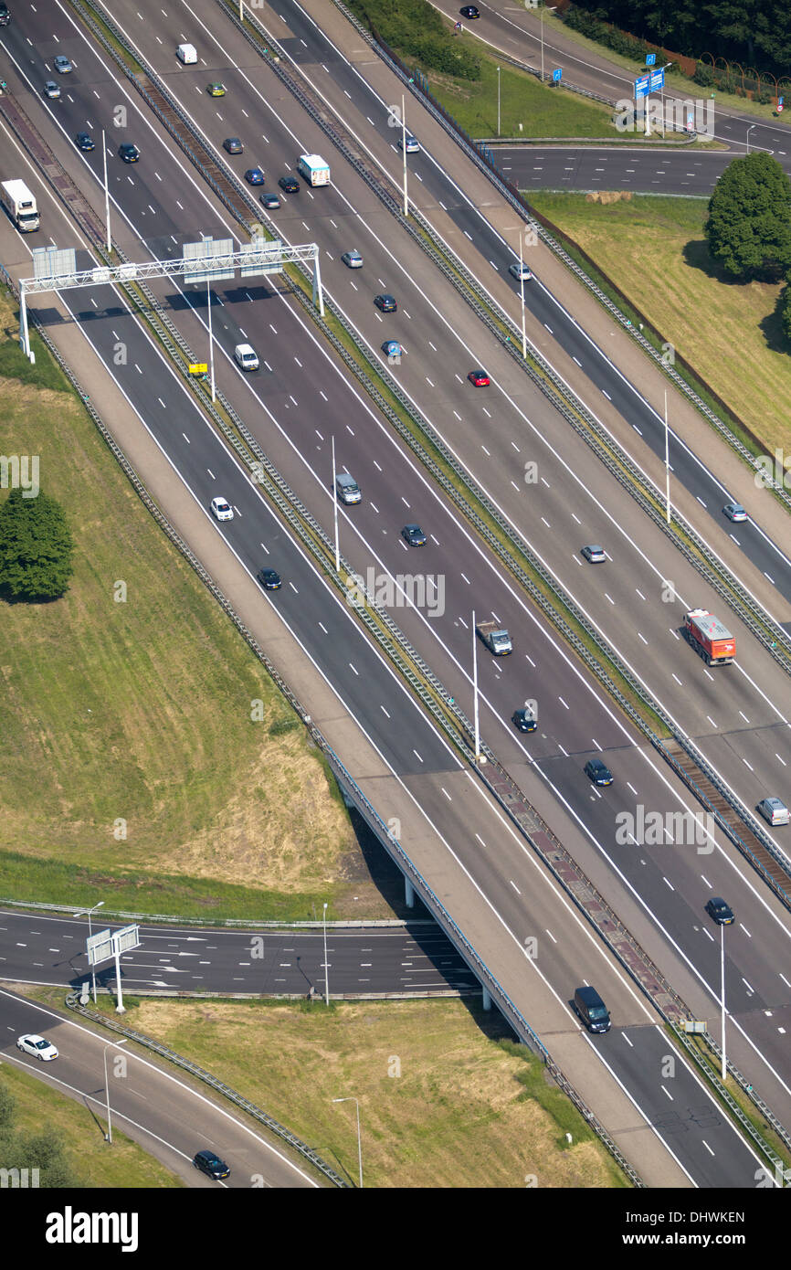 Pays-bas, Utrecht, l'autoroute A12. Aerial Banque D'Images