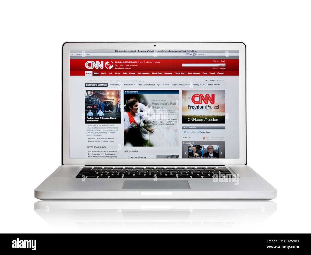 Site web de CNN sur l'écran de l'ordinateur portable Banque D'Images