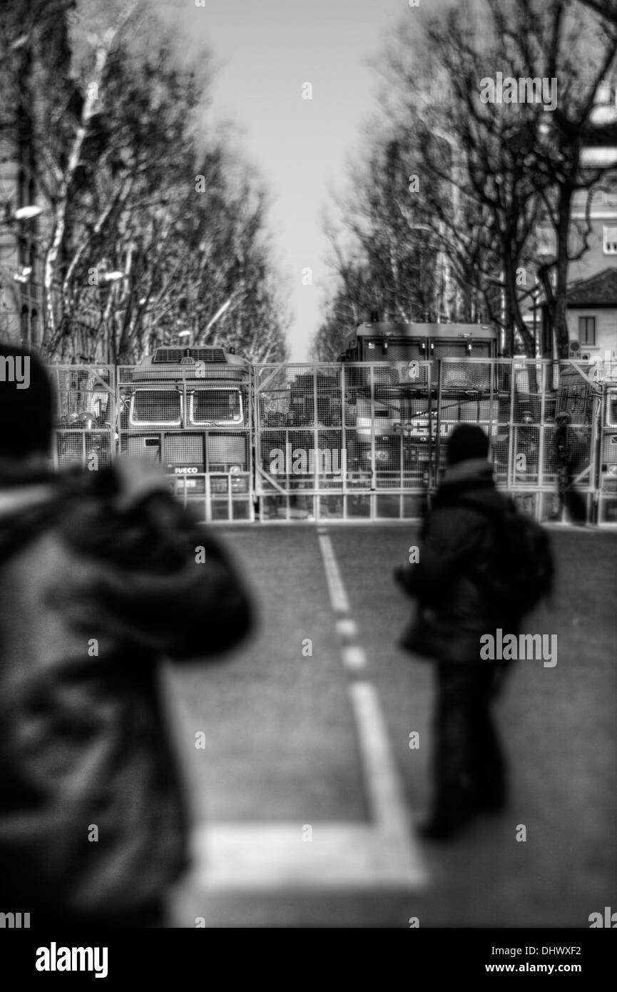 L'Italie. Barricade de la police Banque D'Images