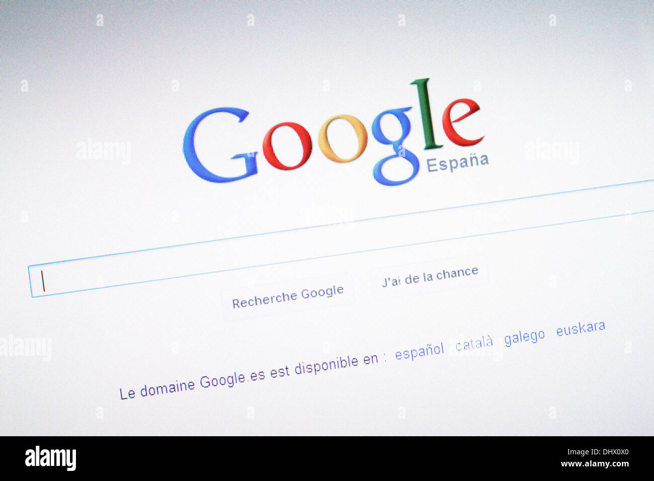 Moteur de recherche Google à partir de l'Espagne sur internet. Banque D'Images
