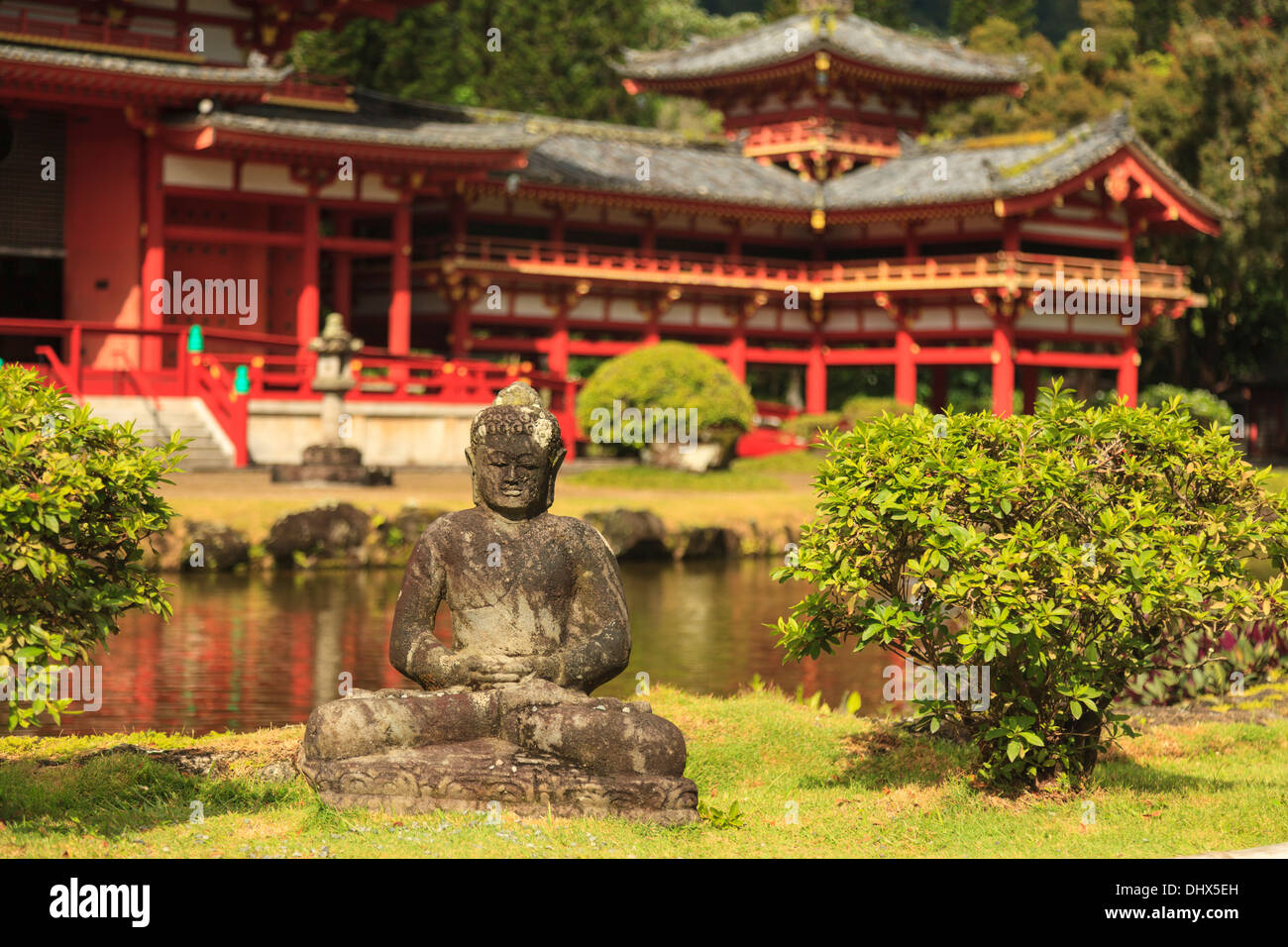 USA, Hawaii, Oahu, Temple Byodo-In Banque D'Images