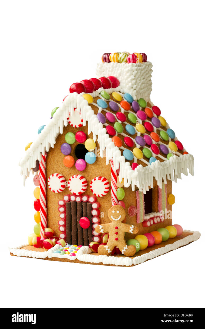 Gingerbread House isolated on white Banque D'Images