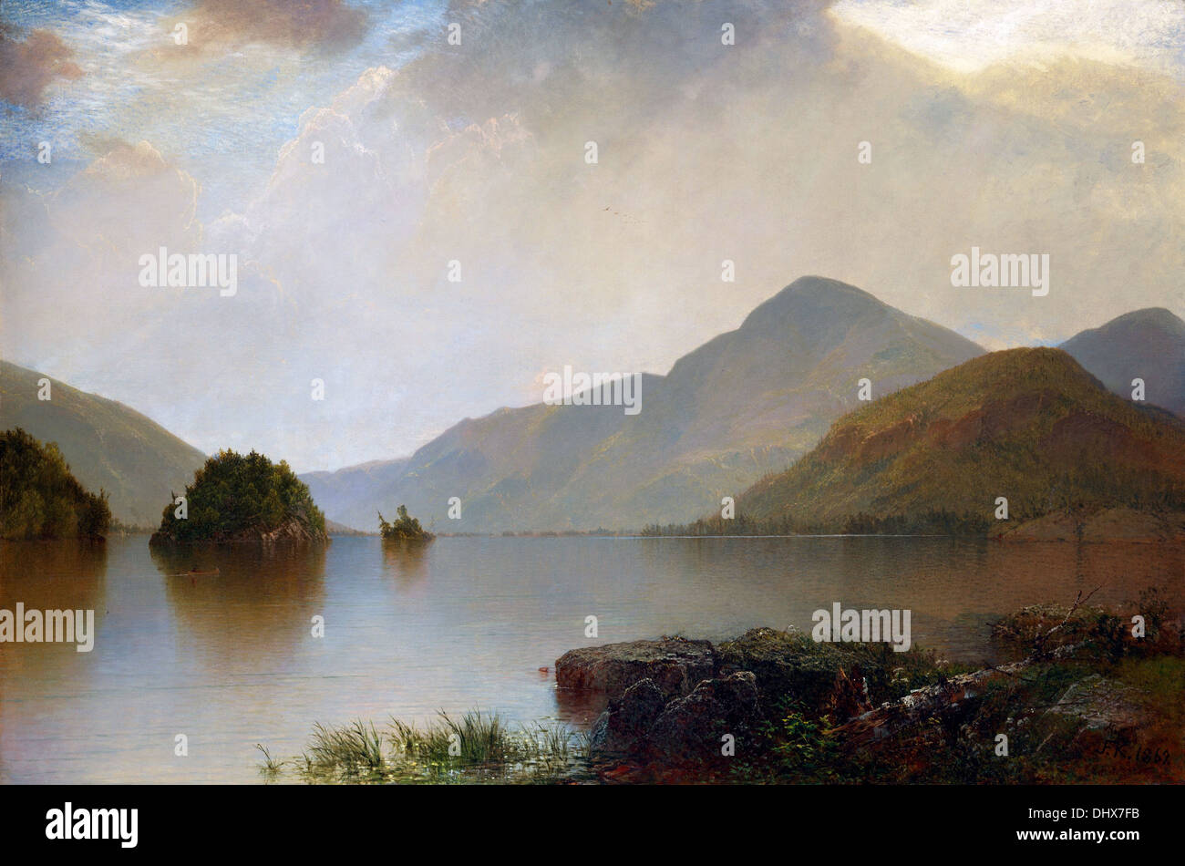 Lake George - par John Frederick Kensett, 1869, Hudson River School Banque D'Images