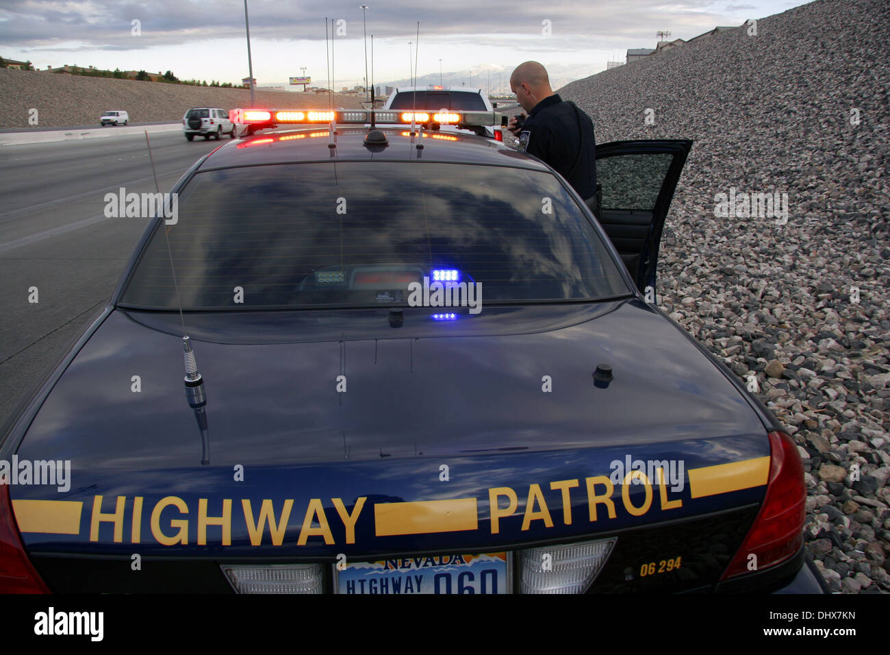 La Police d'État du Nevada State Trooper, agent de la patrouille routière, Las Vegas, Nevada, USA Banque D'Images