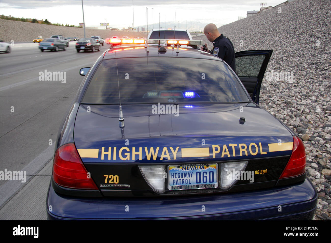 La Police d'État du Nevada State Trooper, agent de la patrouille routière, Las Vegas, Nevada, USA Banque D'Images