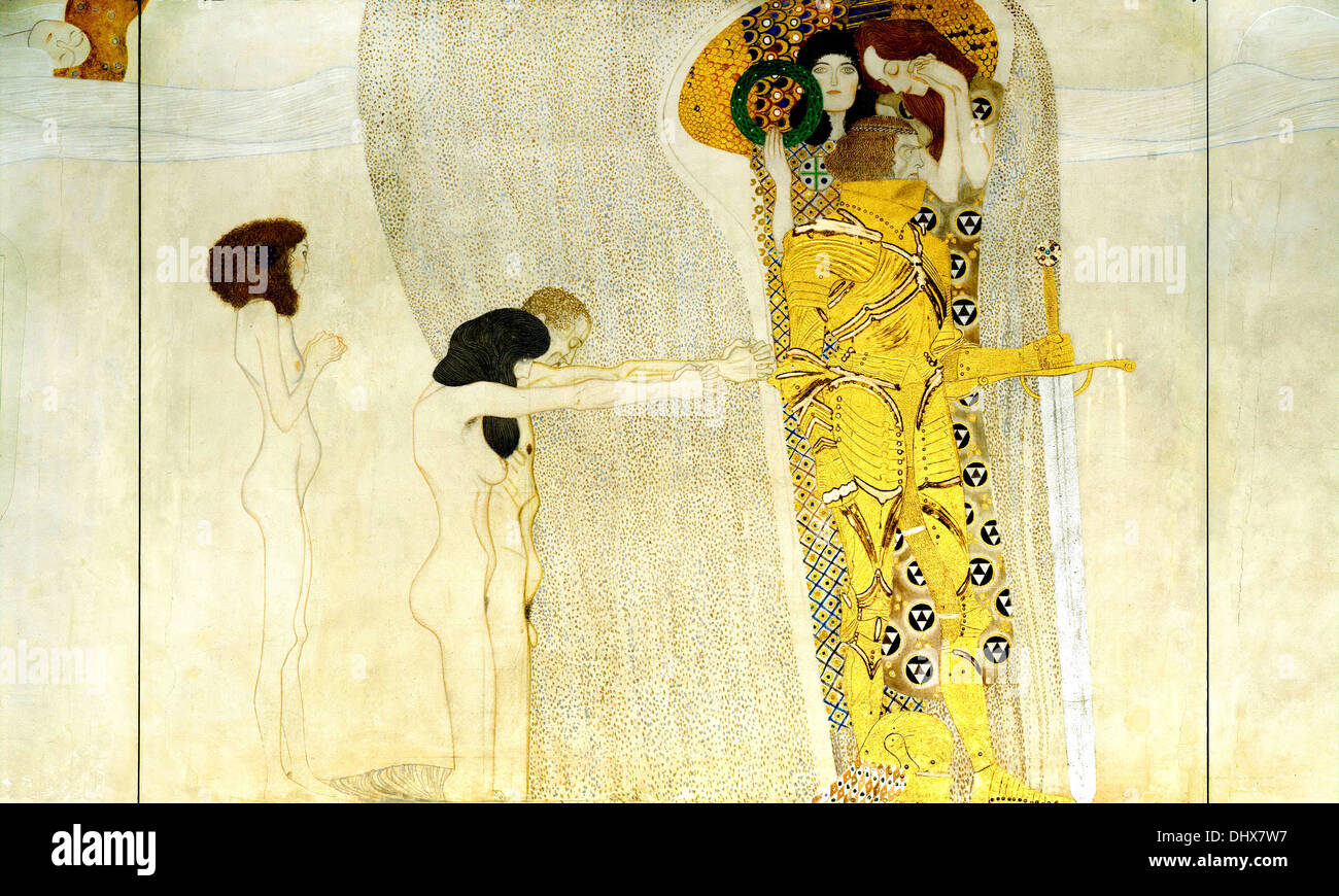 La Frise Beethoven : La nostalgie du bonheur - par Gustav Klimt, 1902 Banque D'Images