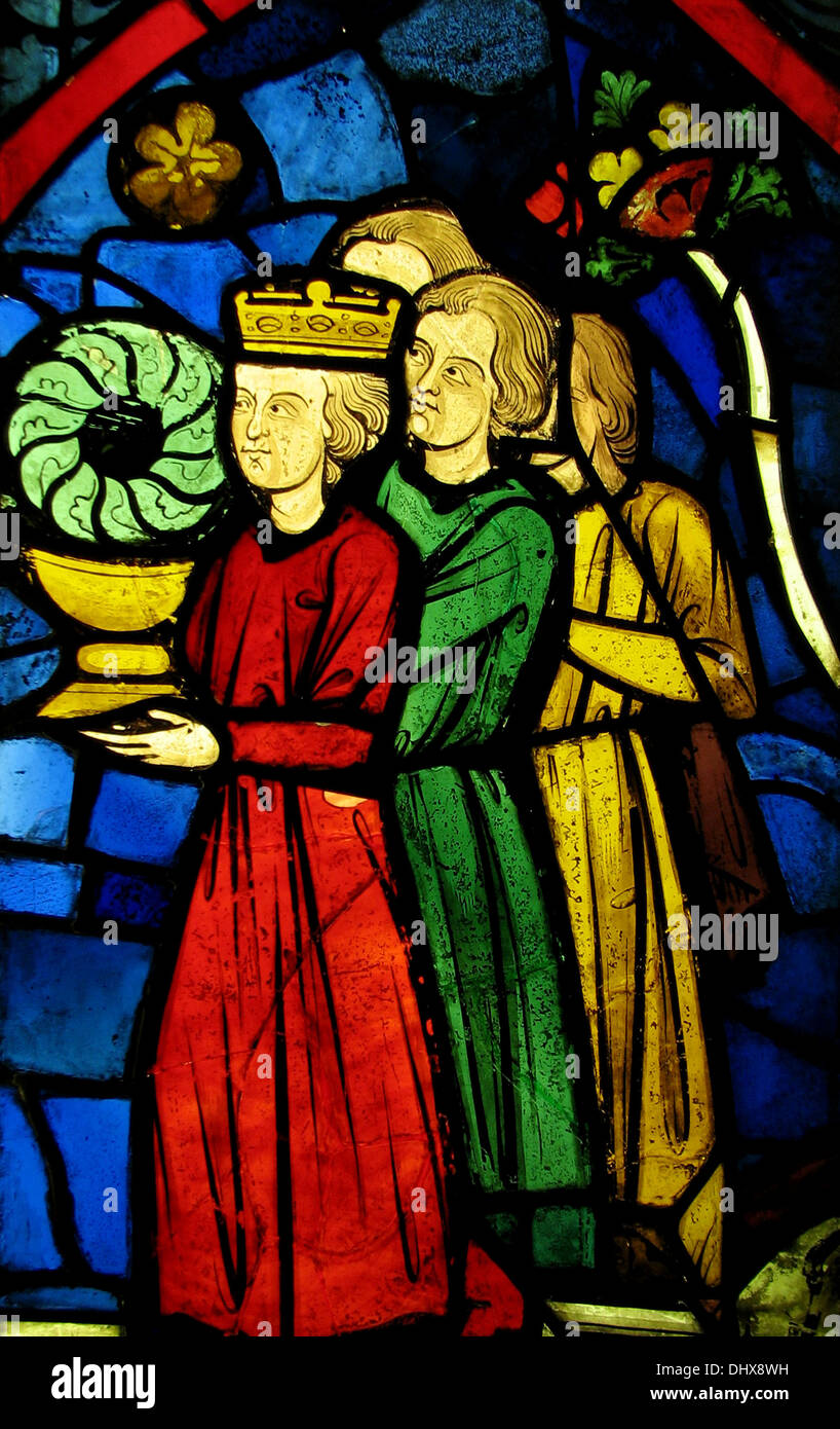Le roi Louis IX, portant la couronne d'épines, vitraux, 1245-48, France Banque D'Images