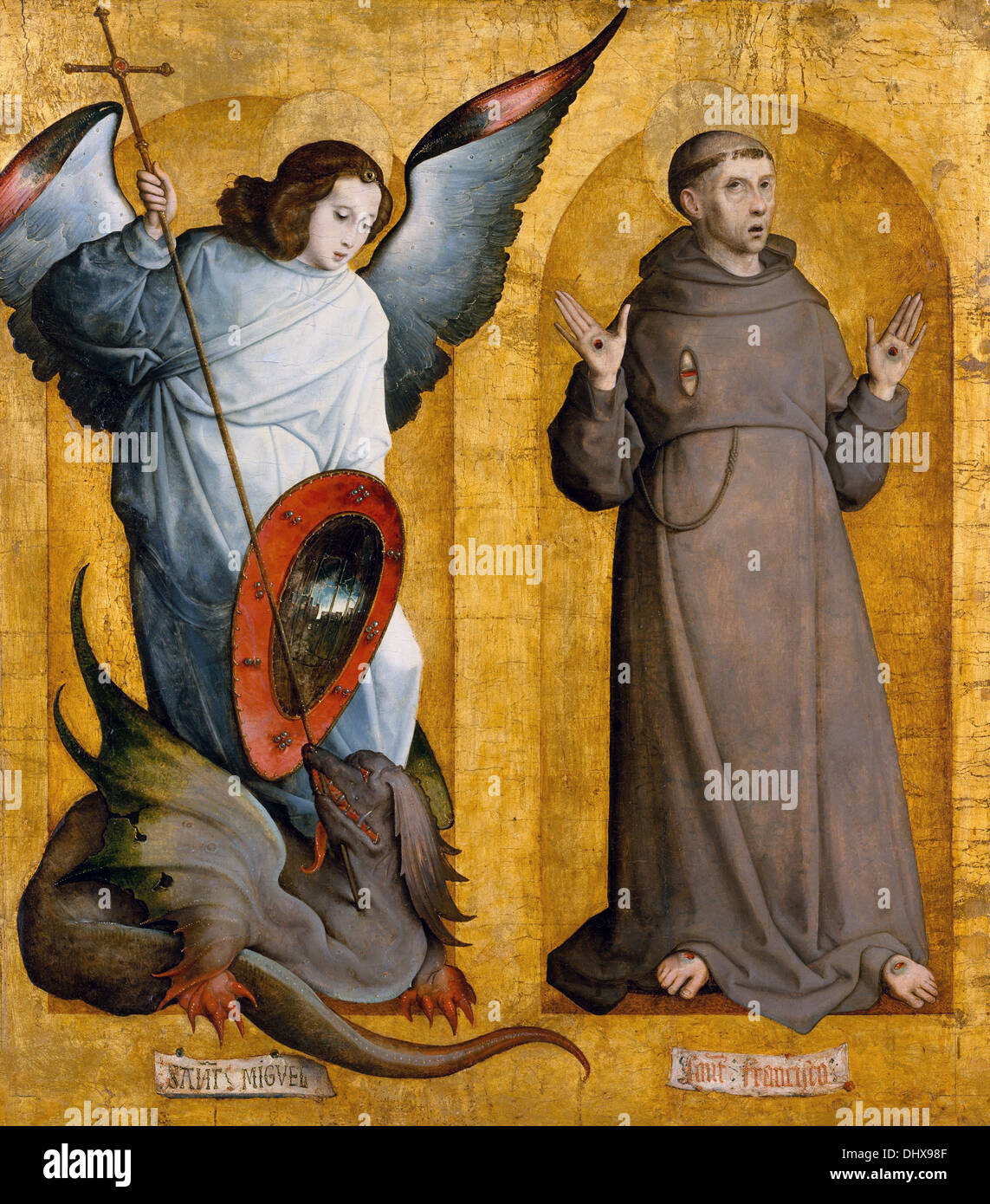 Saints Michel et Francis - par Juan de Flandes, 1509 Banque D'Images