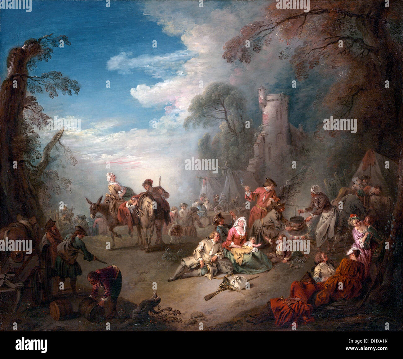 Les troupes au repos - par Jean-Baptiste Joseph Pater, 1725 Banque D'Images