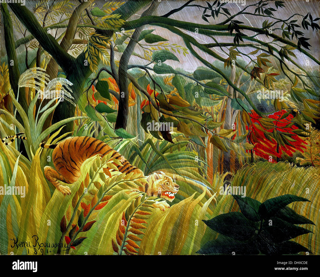 Tigre dans une tempête tropicale (surprise !) - par Henri Rousseau, 1891 Banque D'Images