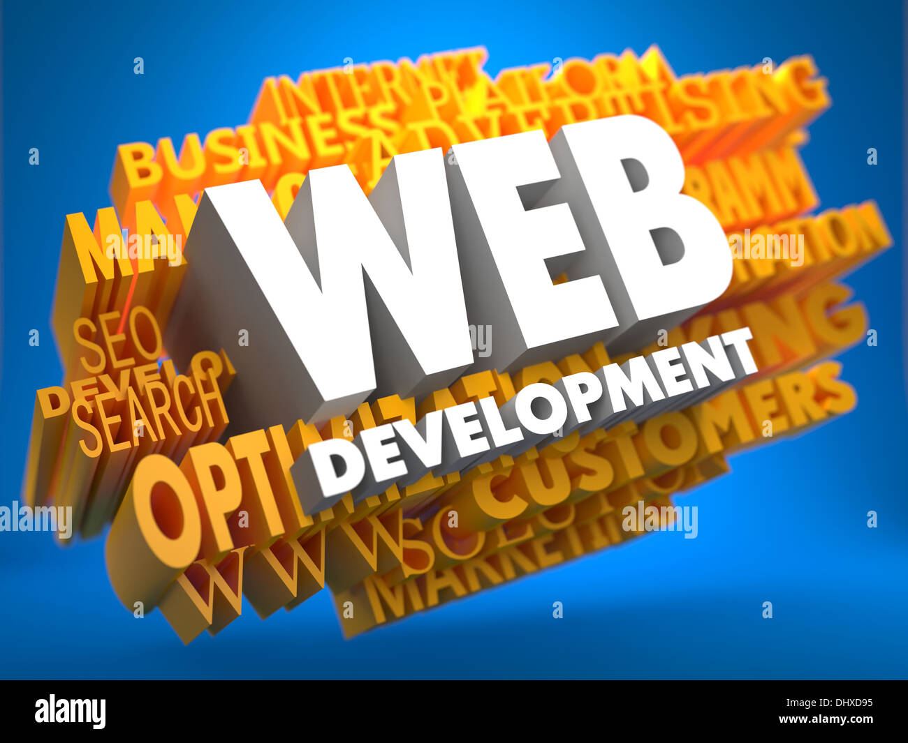 Développement Web. Wordcloud Concept. Banque D'Images