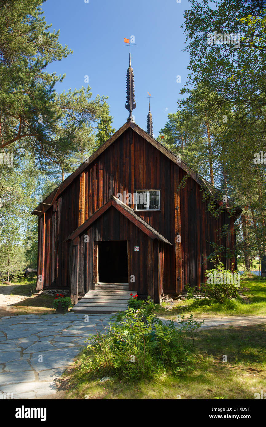 L 'église' du labo de Sodankylä est l'une des plus anciennes églises en bois de la Finlande. Il a été construit de bois par la main-d'œuvre locale en 1689. Banque D'Images