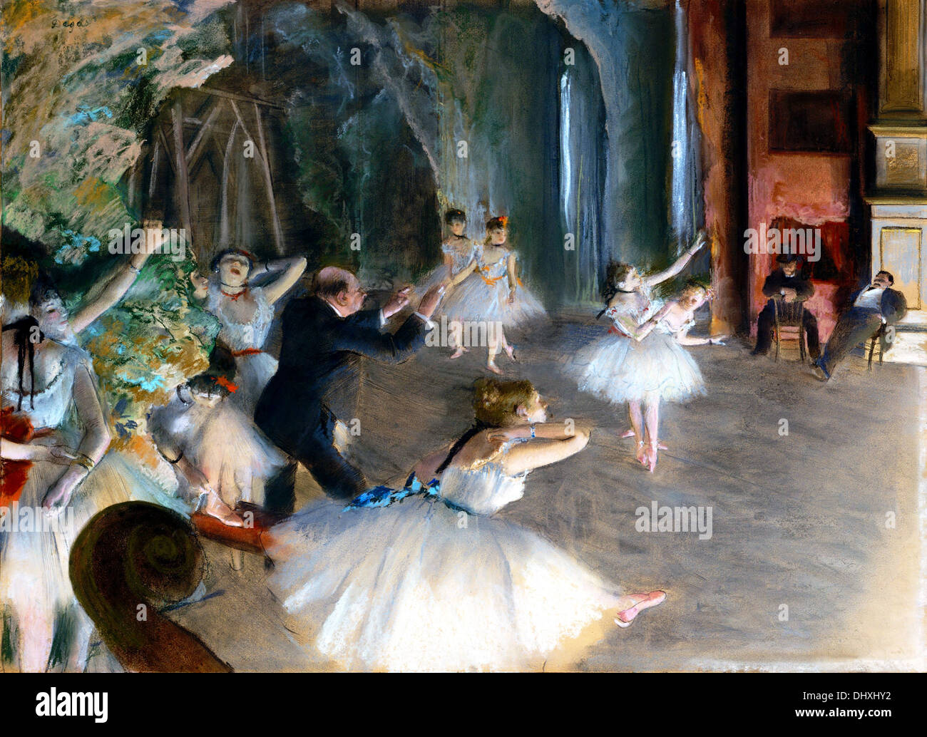 La répétition sur scène - par Edgar Degas, 1874 Banque D'Images