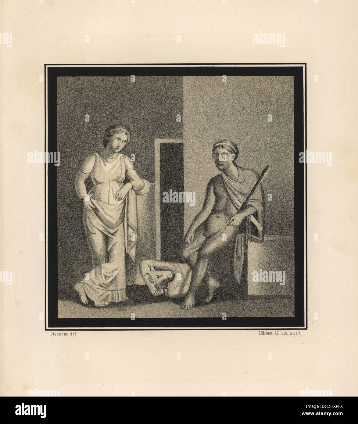 Thésée et le minotaure tué avec Ariadne, sans couleur d'origine, de la maison du Restaurant/ Banque D'Images