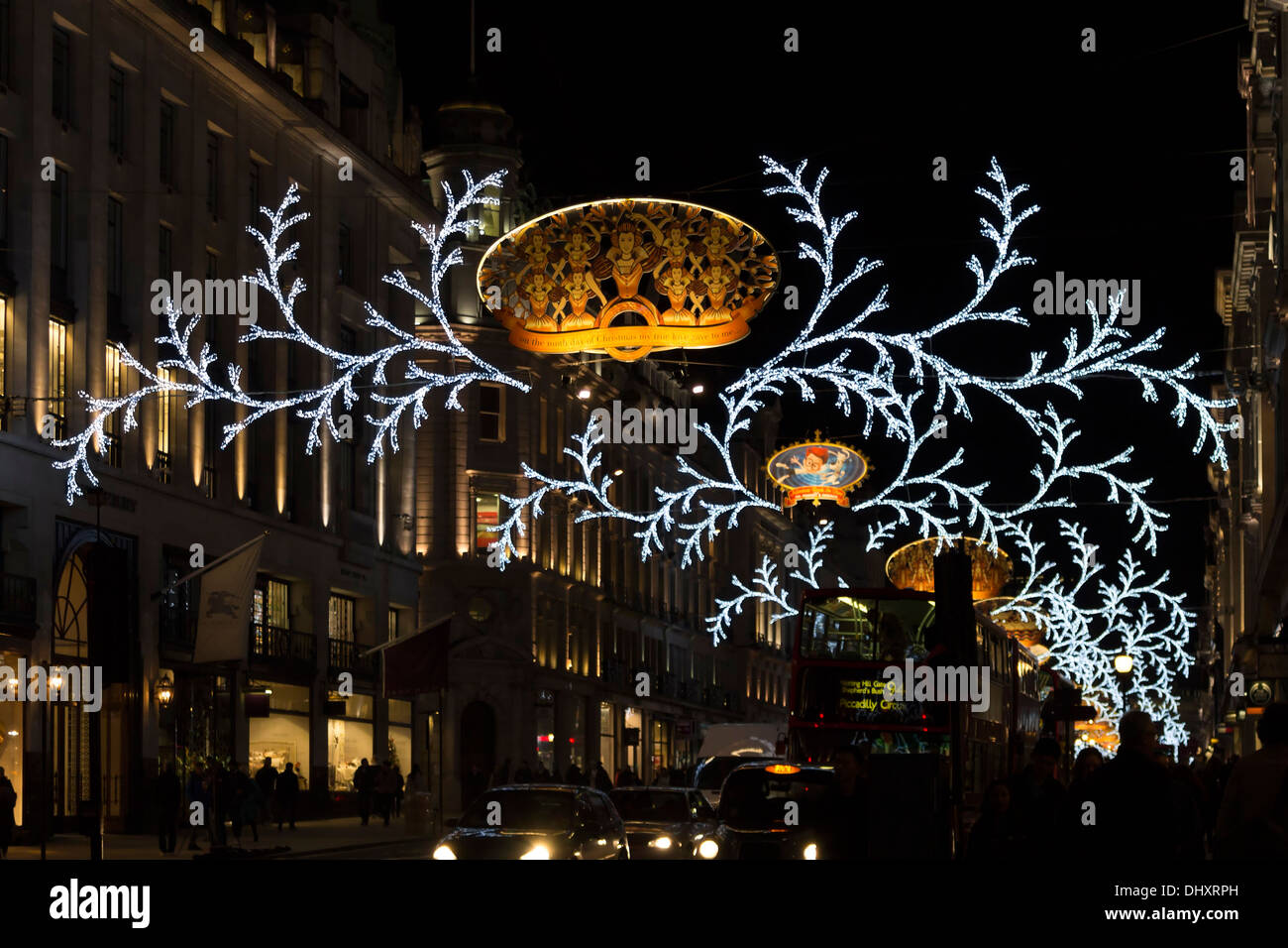 Lumières de Noël 2013 Regent Street, Londres, Angleterre Banque D'Images