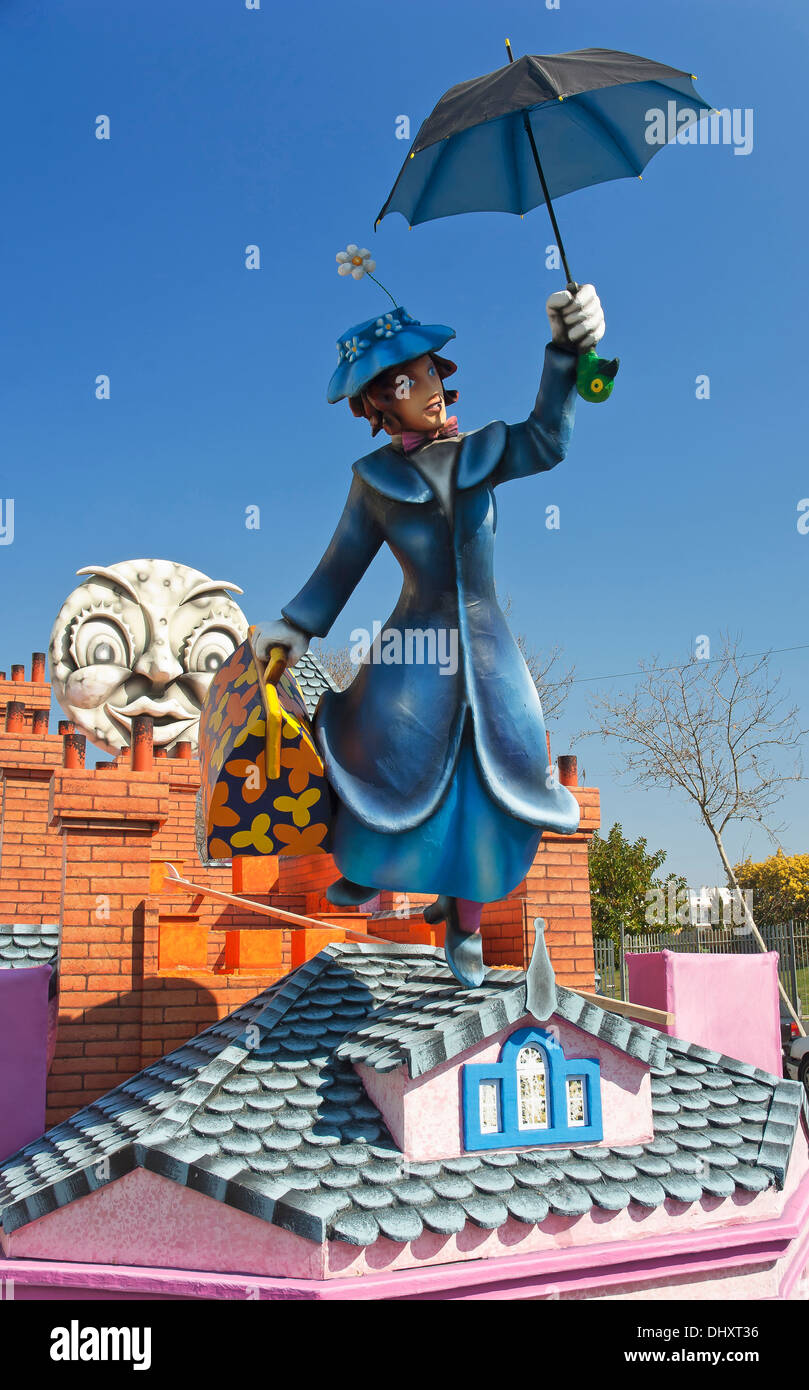 Carnival float, Mary Poppins allégorie, Isla Cristina, Huelva-province, région d'Andalousie, Espagne, Europe Banque D'Images