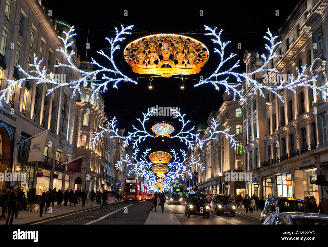 Lumières de Noël 2013 Regent Street, Londres Banque D'Images
