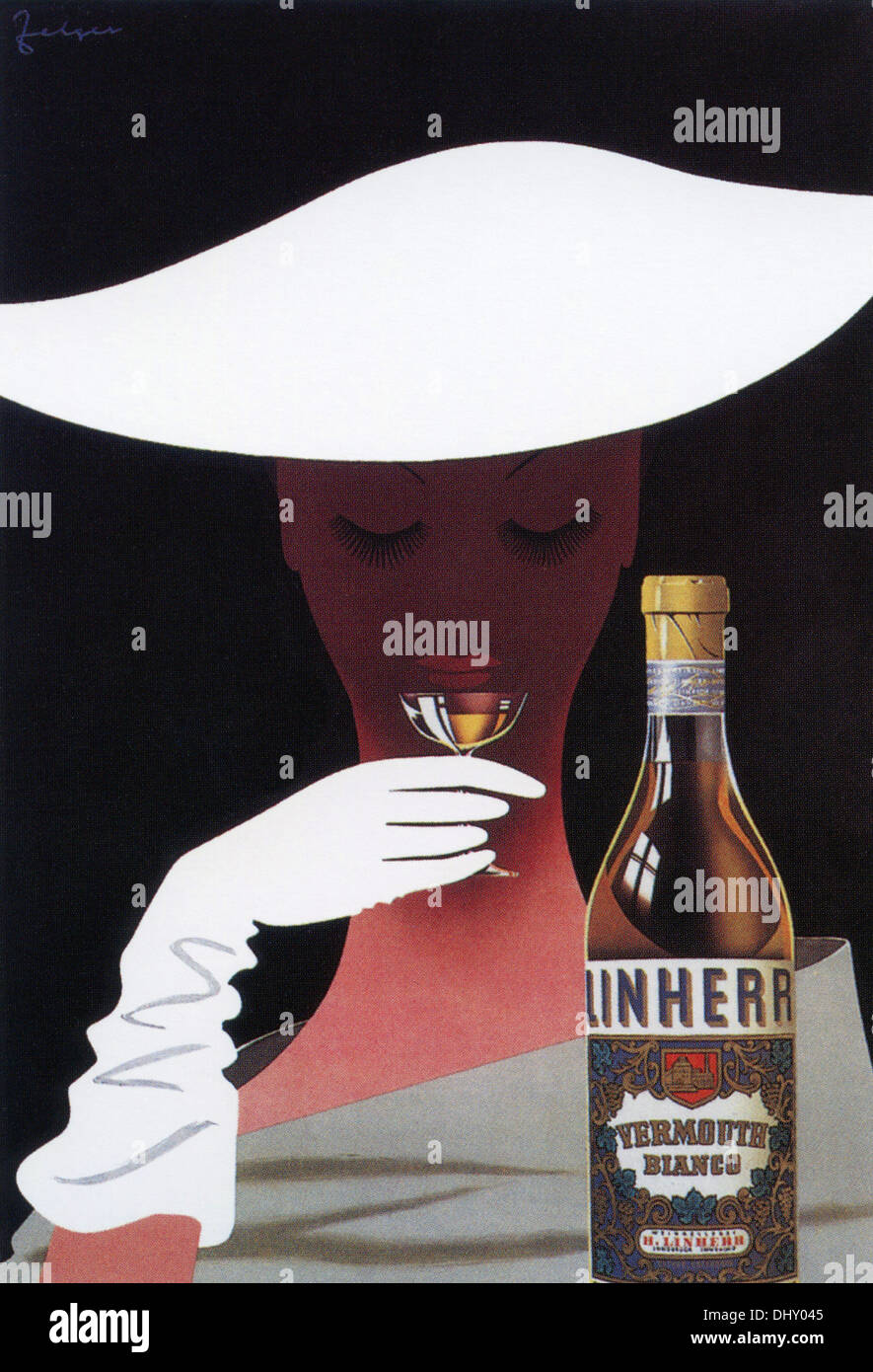 Linherr Vermouth par Arthur Zelber - une affiche, 1950 - éditorial uniquement. Banque D'Images