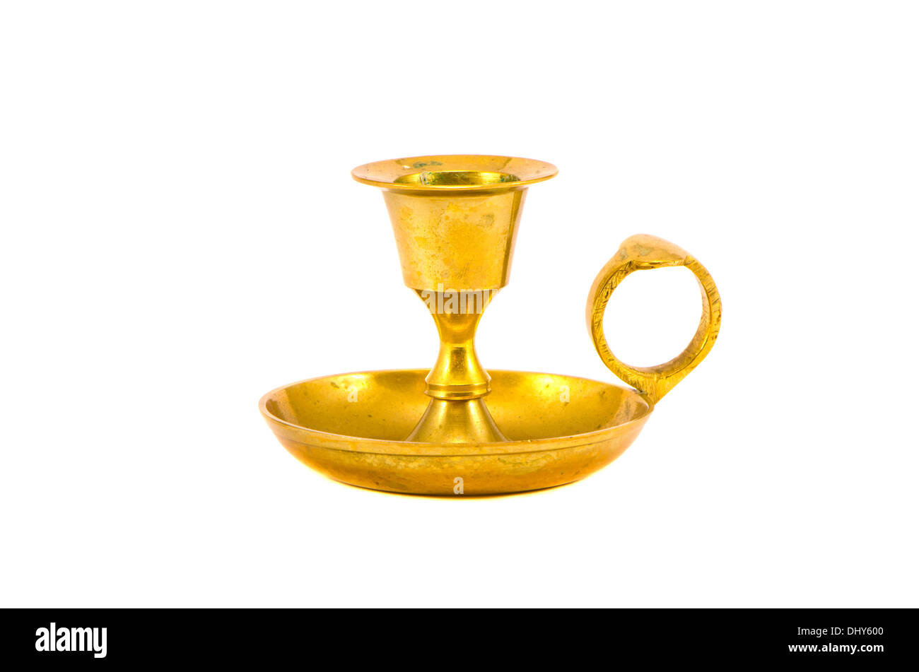 Poignée en laiton chandelier isolé sur fond blanc Banque D'Images