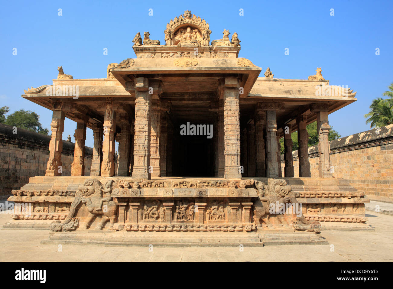 Amman Temple (12e siècle), Darasuram, Tamil Nadu, Inde Banque D'Images