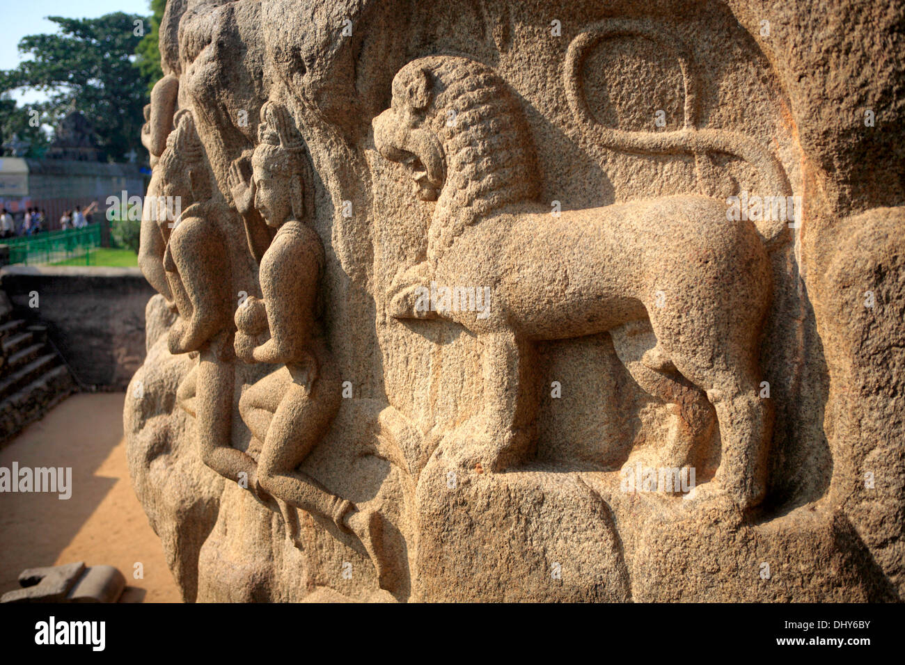 Pancha Rathas, cave temple (7e siècle), Mahabalipuram, Tamil Nadu, Inde Banque D'Images