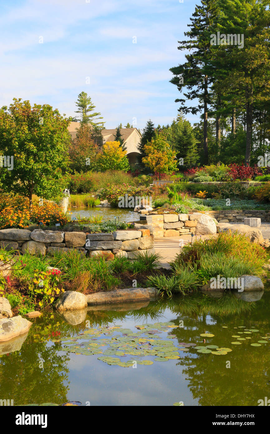 Jardin des Cinq Sens, jardins botaniques de la côte du Maine, à Boothbay, Maine, États-Unis Banque D'Images