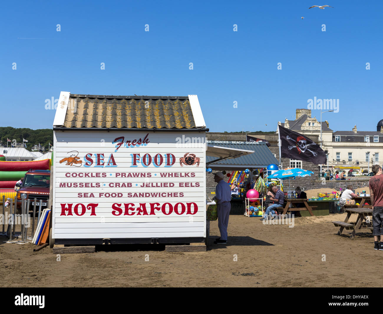 Cabane de mer sur la plage. Weston-Super-Mare, Somerset, Angleterre Banque D'Images