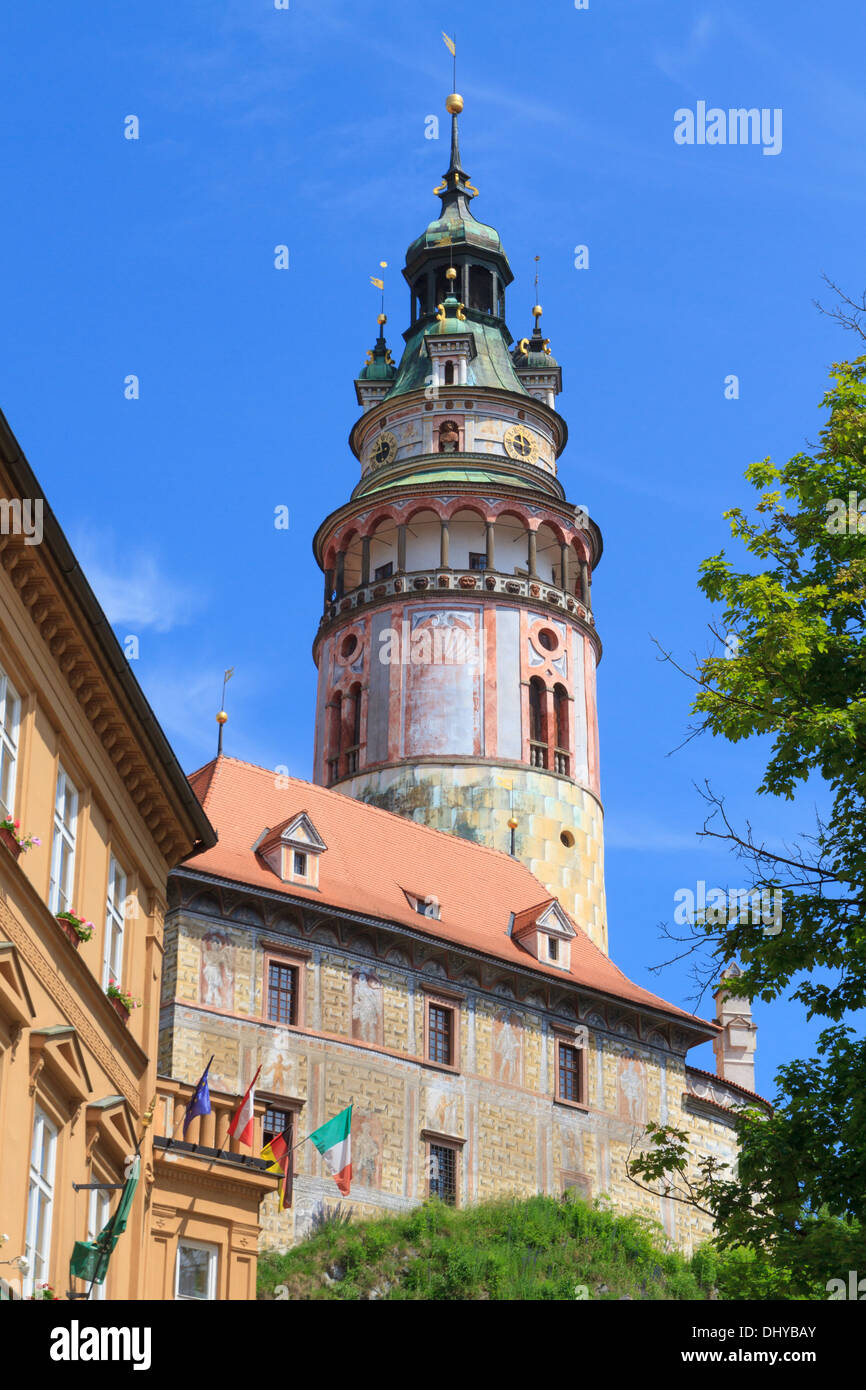 Cesky Krumlov / Krumau castle et de la tour, Site du patrimoine mondial de l'UNESCO Banque D'Images