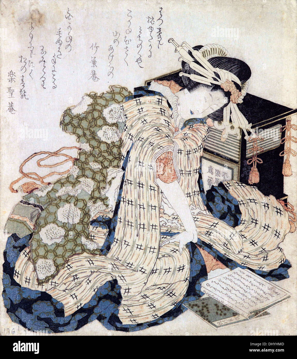 Courtisane endormie - par Katsushika Hokusai, fin du 18e siècle Banque D'Images