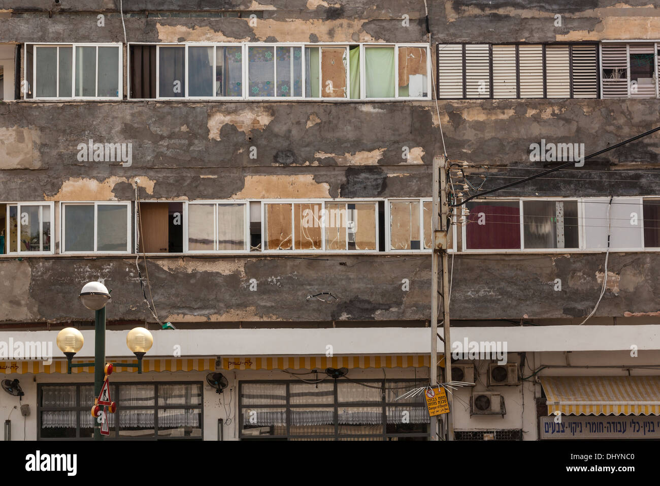 Bâtiment délabré, Tel Aviv, Israël Banque D'Images