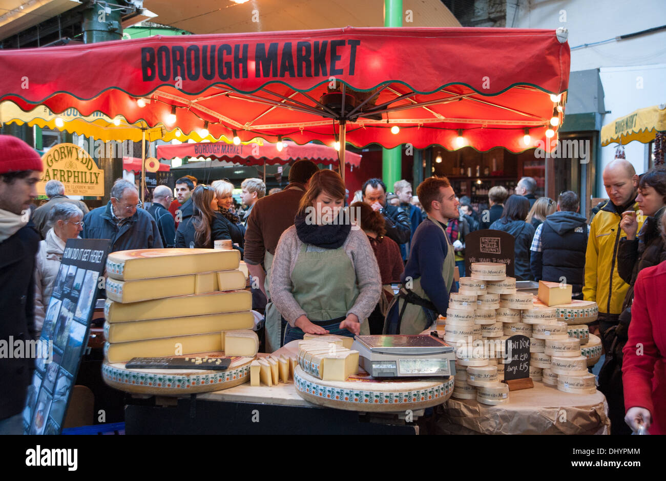 Blocage de fromage à Borough Market London SE1 UK Banque D'Images