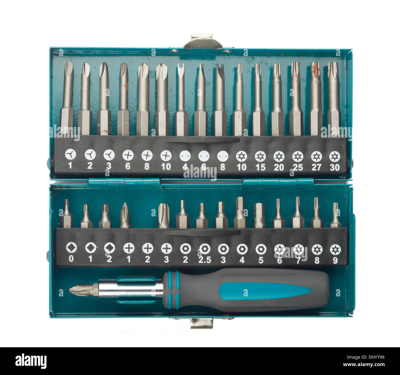 Kit de découpe tournevis isolé sur fond blanc Banque D'Images