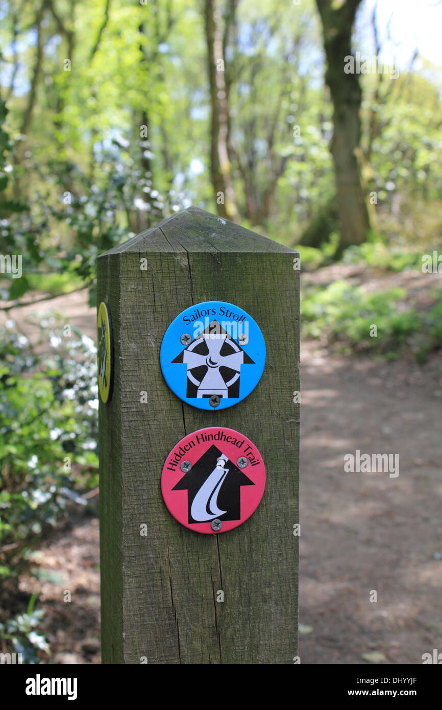 Walking route sign post marker Hindhead Surrey England UK Banque D'Images