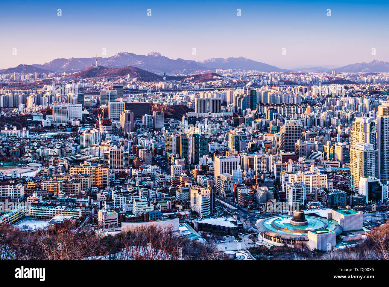 Séoul, Corée du Sud l'horizon de l'après-midi. Banque D'Images