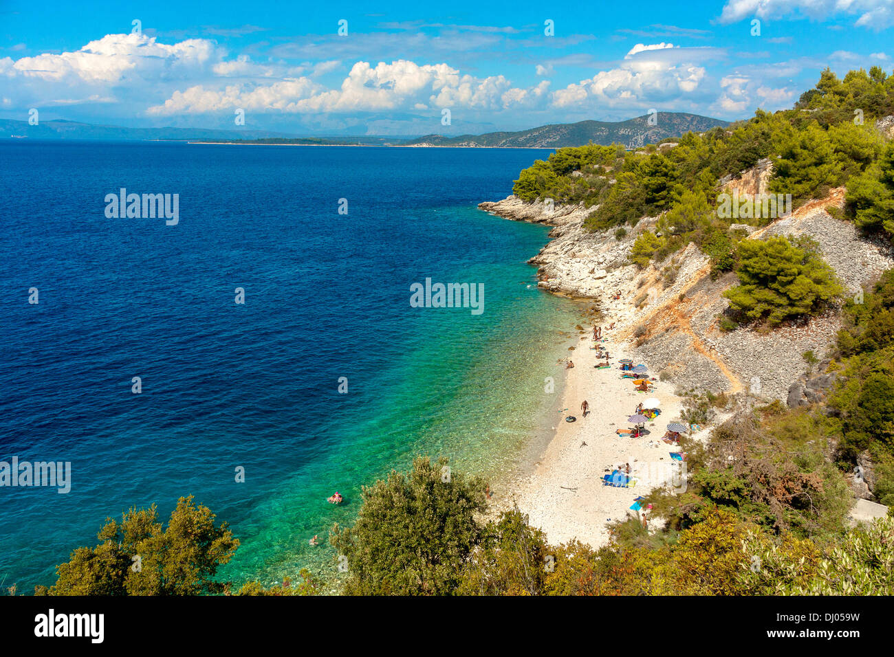 Vaja bay et plage près de Vela Luka sur l'île de Korcula, Croatie Banque D'Images