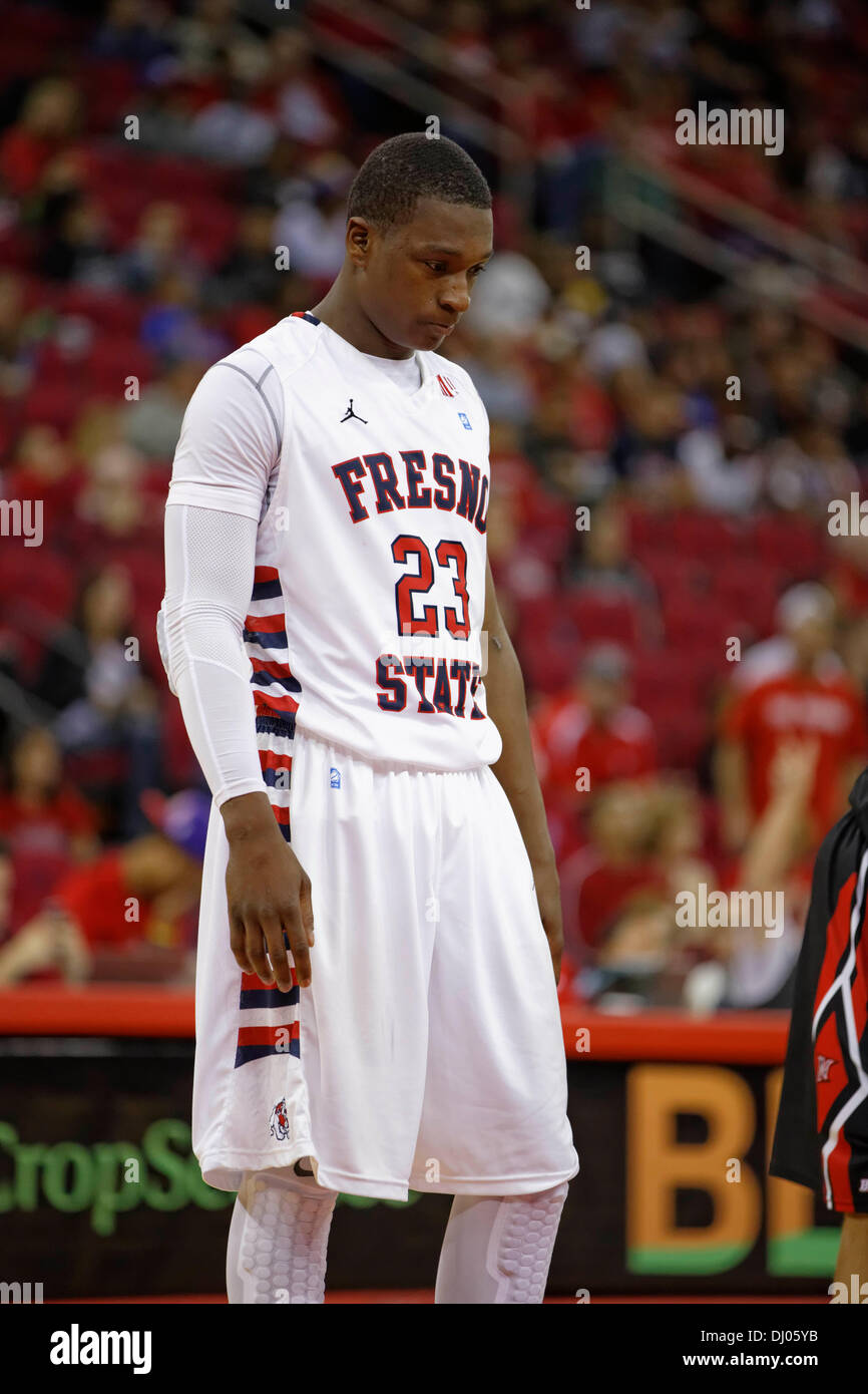 16 novembre 2013, Fresno, CA - Fresno State guard Marvelle Harris dans le jeu entre le Northridge Matadors et le fresno State Bulldogs à Save Mart Center à Fresno, CA. Fresno State a gagné le match 80 à 64. Banque D'Images