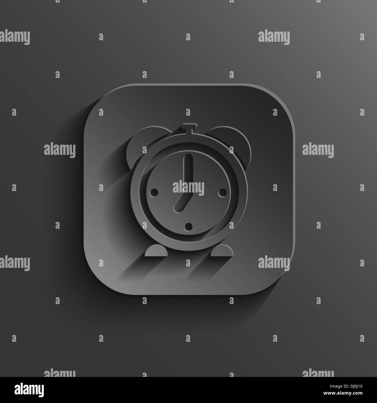 L'icône de réveil noir - bouton app avec ombre Banque D'Images