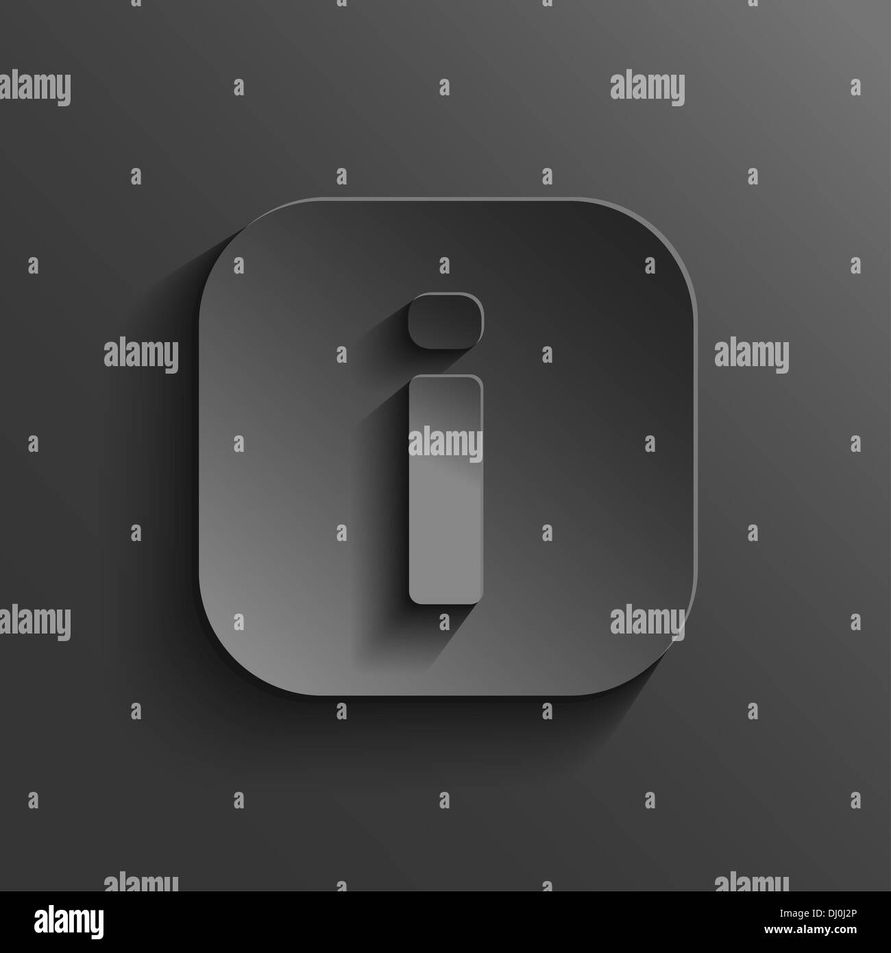 L'icône Infos - noir bouton app avec ombre Banque D'Images